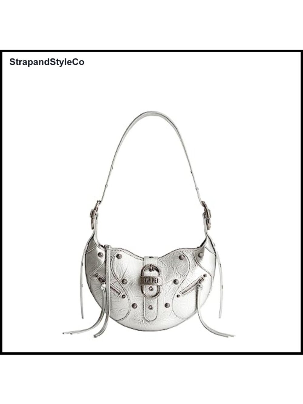 Vegan Leather Satchel Shoulder Bag Zip Closure Adjustable Strap